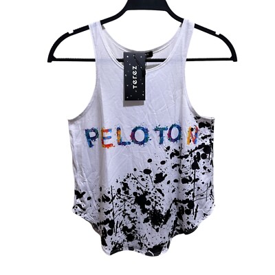 Peloton Terez Collab Size XS White Paint Splatter Activewear Tank Top NWT