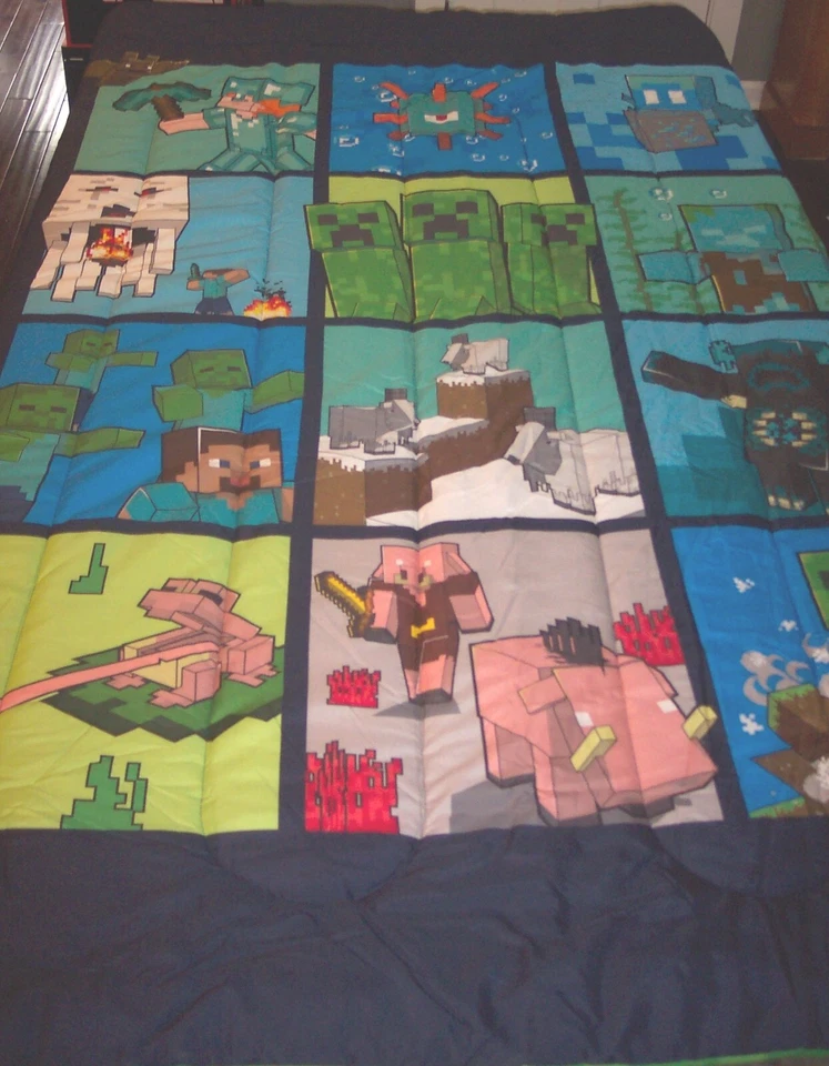MANTA EDREDÓN REVERSIBLE TAMAÑO COMPLETO/VIDEOJUEGO MINECRAFT 2023 NUEVA Foto 2 de 4