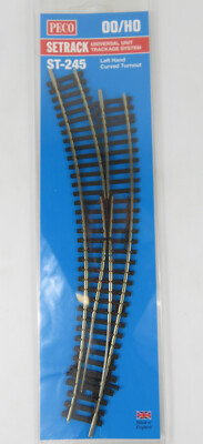 Peco Setrack ST-245 HO Scale Code 100 Left Hand LH Curved Turnout Switch