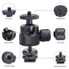 Mini Ball Head CNC Machining Tripod Ball Head 3/8" Mount Rotating Head 6.6lbs