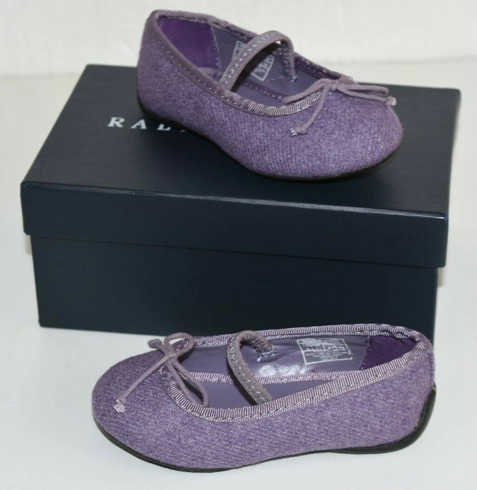Nuevo Ralph Lauren Niños NIÑOS PEQUEÑOS Pisos Púrpura Franela Allie Bow 5 ¡REGALO PERFECTO! Foto 2 de 4