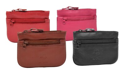 Echt weiches Leder Schlüsseletui klein Münzen Geldbörse Geld Kleingeld Etui AV3