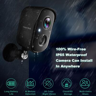 Rechargeable Battery Powered Wireless Security Camera With Long