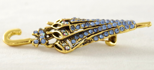 2.5" NEW DESIGNER STYLE BLUE & AB CRYSTAL RHINESTONE UMBRELLA PARASOL BROOCH PIN - Picture 12 of 16