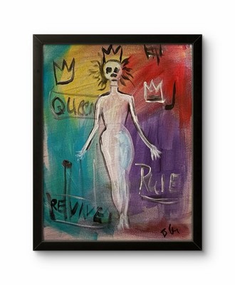 BPR Studio Original Queen Abstract Neo Expressionist Painting 14x11 Canvas