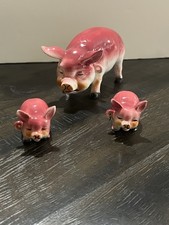 Vintage Ceramic Pig Figurines Set of 3 Japan Porcelain Farm Decor