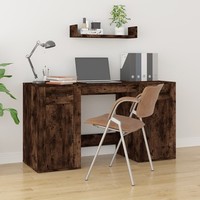 Schreibtisch Mit Stauraum RäUchereiche Holzwerkstoff