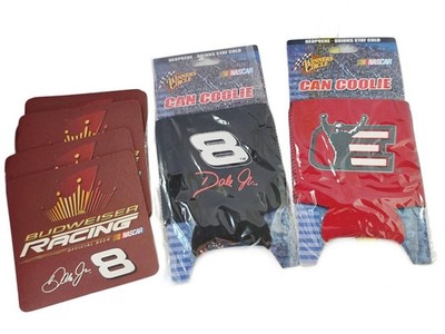 Lot of 2 Winners Circle Dale Earnhardt Jr. Sr. Can Coolies 6 Budweiser Coasters
