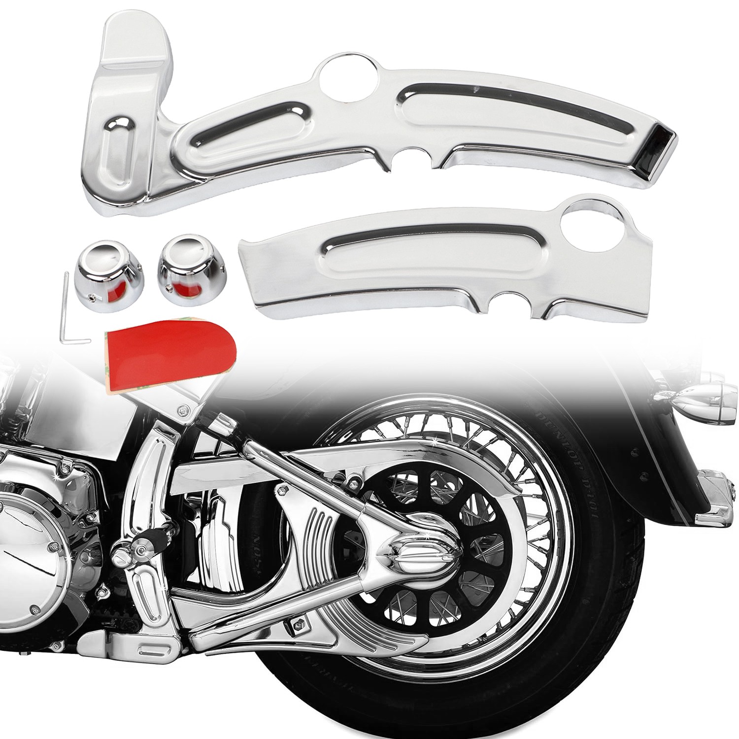 Chrome Left & Right Boomerang Frame Covers For Harley Heritage Softail 2008-2017
