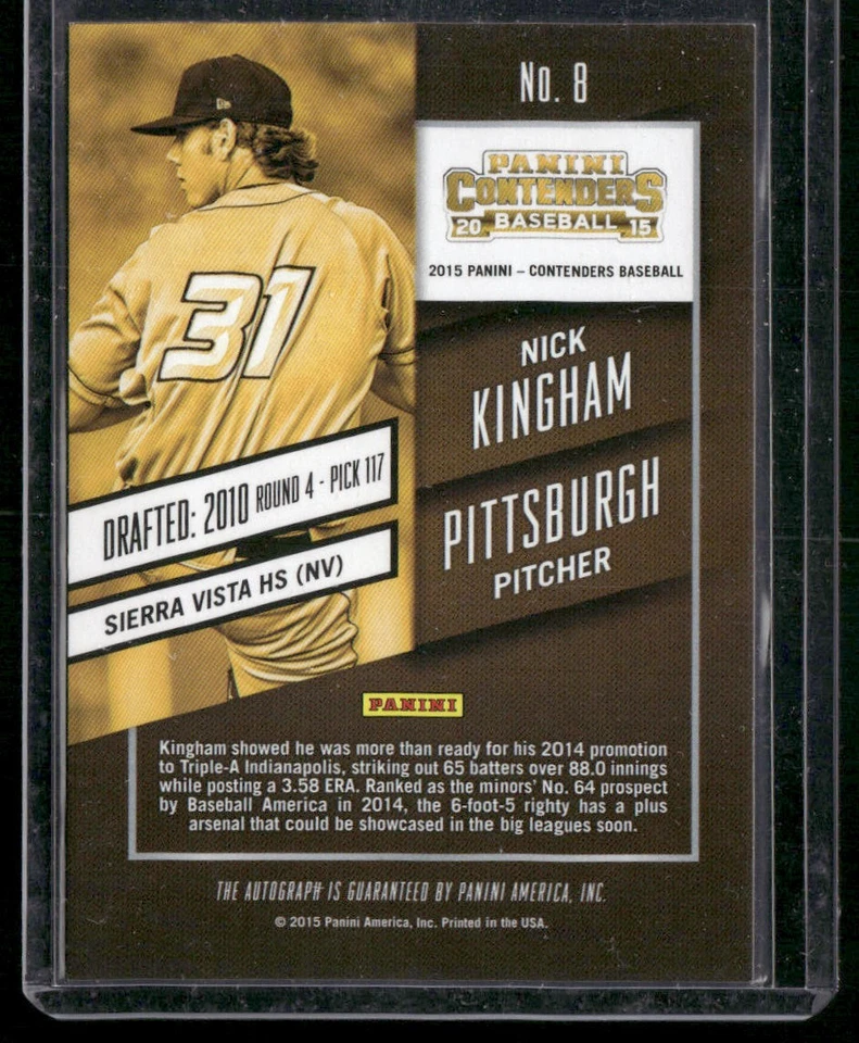 2015 Panini Contenders #8 Nick Kingham Prospect Ticket Autographs - Image 2 of 2