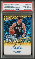 2022 PANINI Donruss Optic Luka Doncic Fast Break AUTO Gold 06/10 PSA 10 AUTO 10