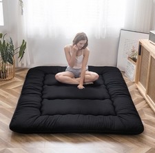 MAXYOYO Japanese Floor Futon Mattress Double Black Travel Camping Car