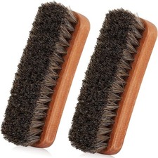 6.7" Horsehair Shoe Shine Brush - 2 Pack Set 100 Genuine Soft Horsehair