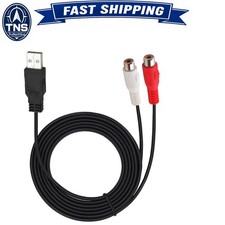 5Ft USB Male to 2 RCA Female Audio Video Cable for Camcorder PC TV