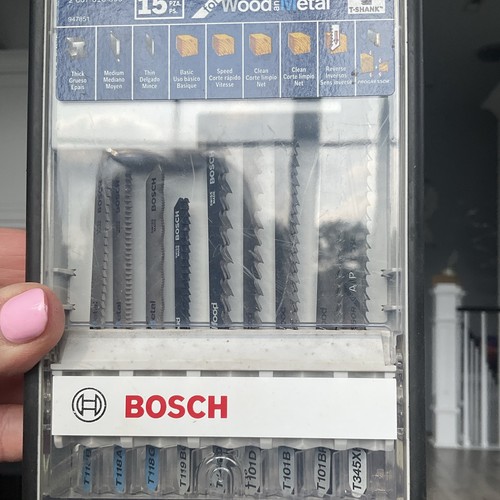 Bosch T15RC T-Shank Bi-Metal Jigsaw Blade Set Wood/Metal 15pc 5-10 TPI