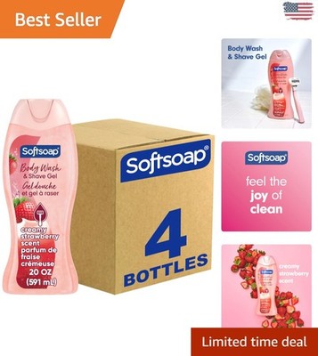 Experience Soft Skin: 4-Pack of Moisturizing Strawberry Body Wash & Shaving Gel