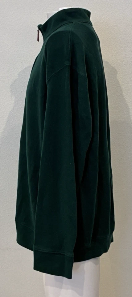 Suéter Pullover Lands End Para Hombre Pana 1/4 Cremallera 2XL Verde Preppy Holiday Cabin Foto 4 de 4