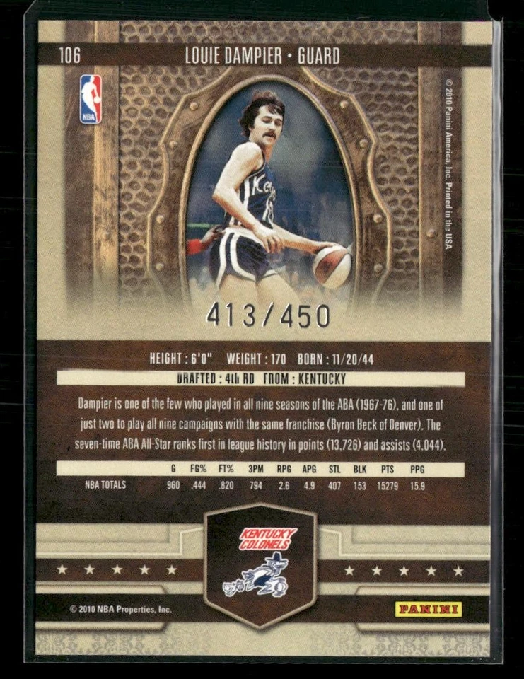 2009-10 Panini Court Kings #106 Louie Dampier #/450 - Image 2 of 2
