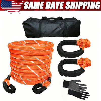 #ad 1quot;x30#x27;Kinetic Recovery Tow Rope Offroad Snatch Strap w 2 Shackles Recovery Rings $65.69