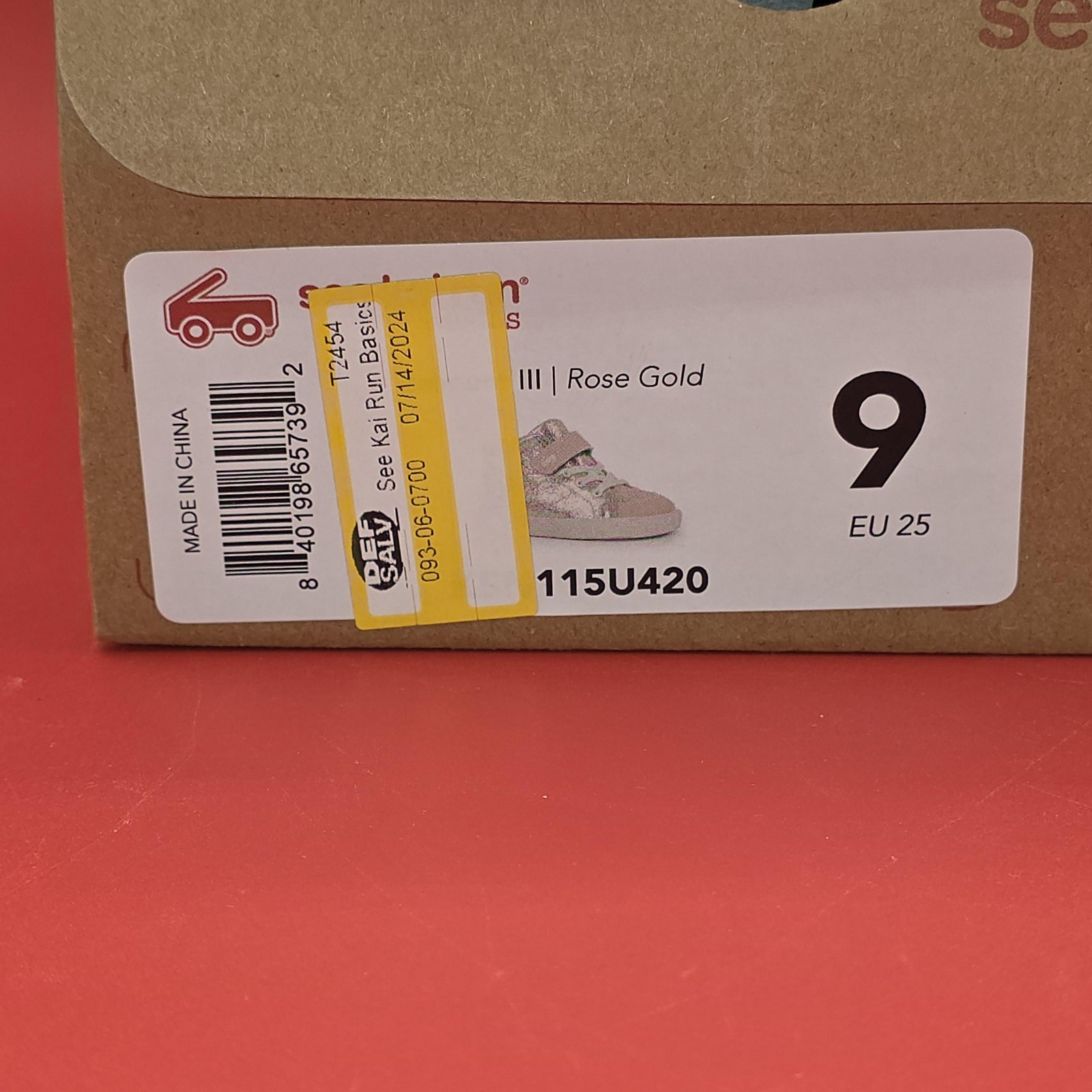 See Kai Run Belmont III Shoes Girls Size 9 Rose Gold Glitter High Top Sneakers