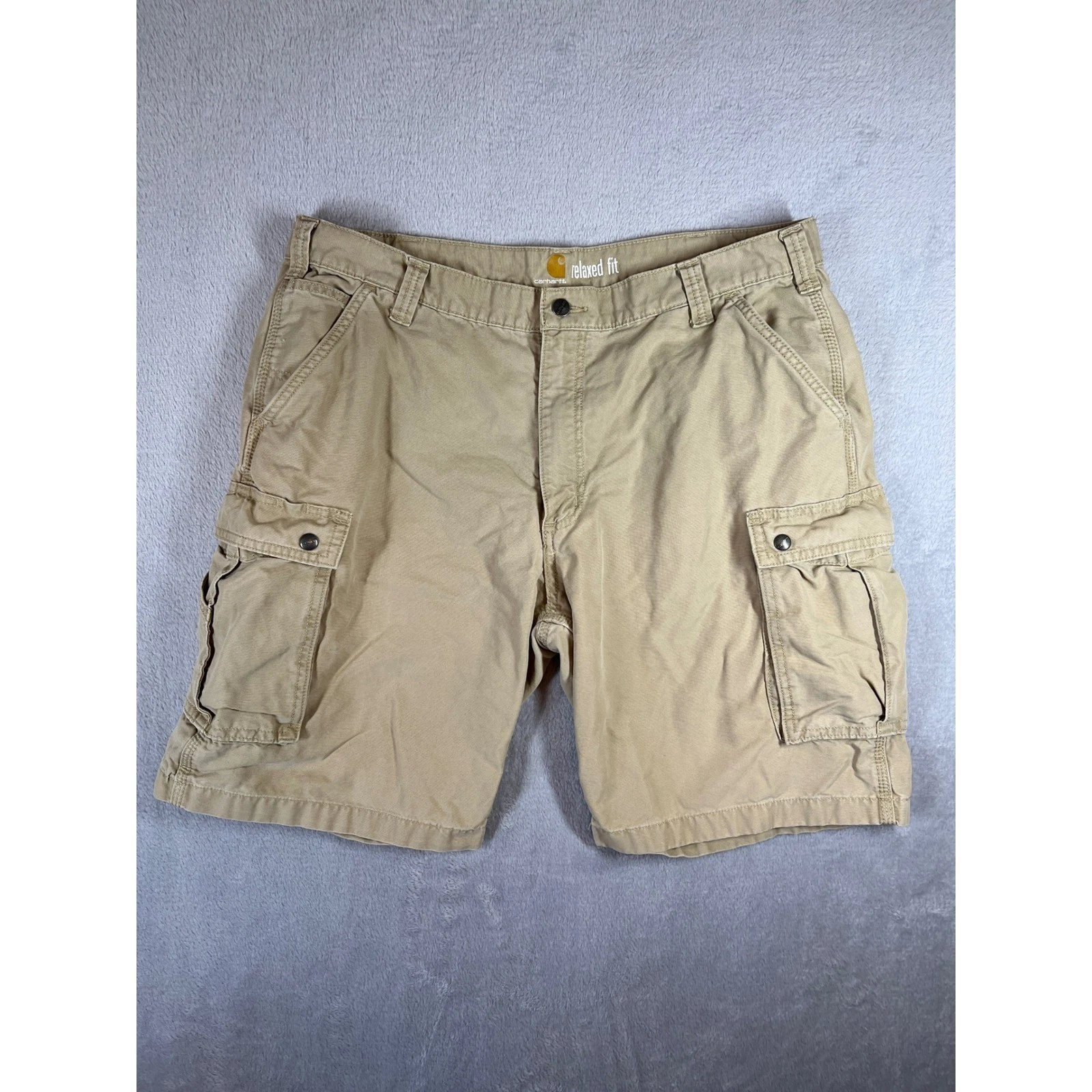 Carhartt Mens Relaxed Fit Cargo Shorts Tan Khaki Cotton Canvas Size 42