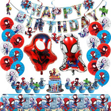 Spider Themed Birthday Party Decorations Set Banner Balloons Tableware Kit Pack1