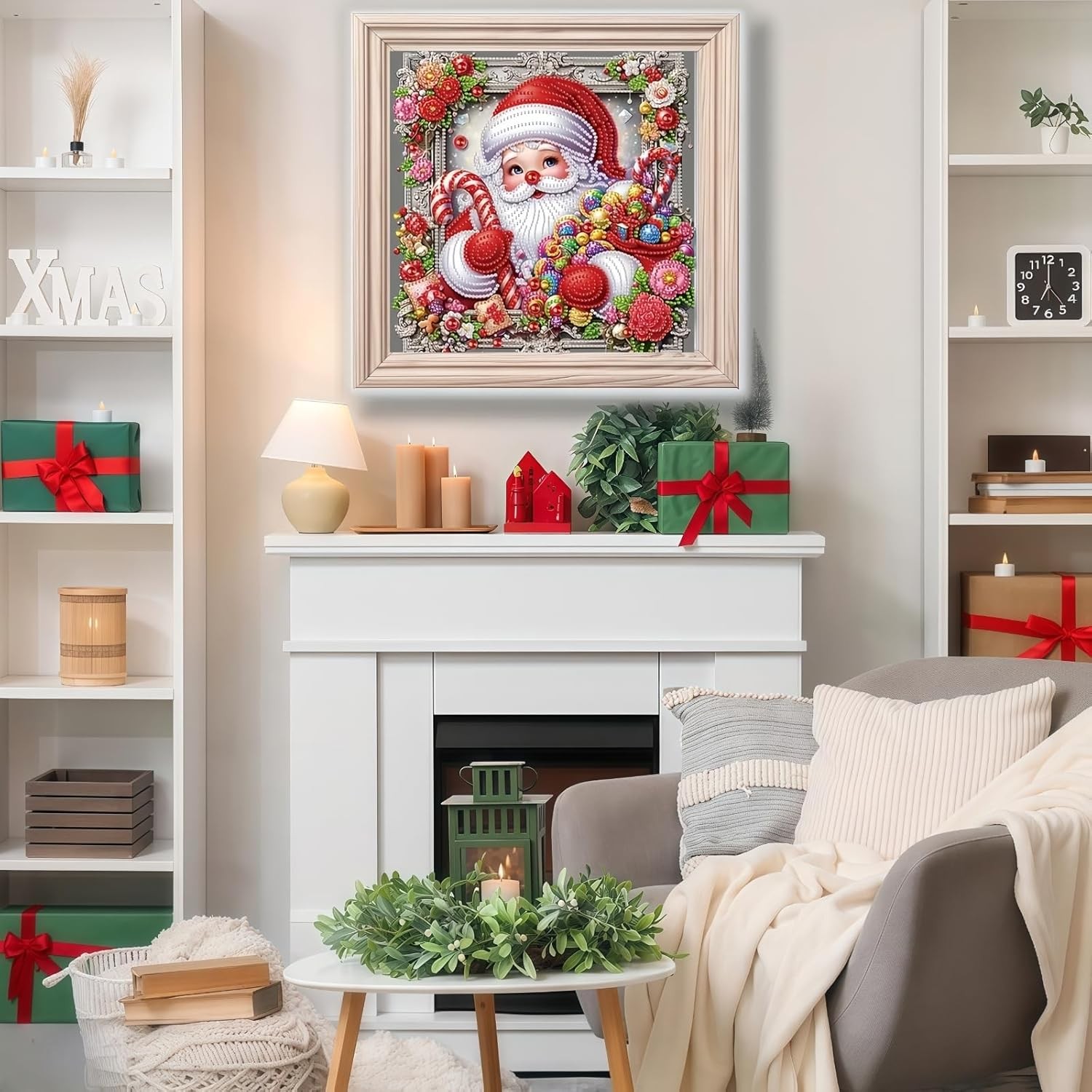 Christmas Diamond Art Kits for Adults Beginners, Santa Claus 5D Diamond Painting