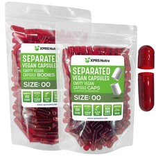 Vegan Size 00 Separated Capsules - 100 Count Premium Empty Capsules Separated...