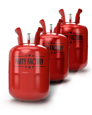 Party Factory Set mit 3 Heliumflaschen für je 50 Ballons, je 400l Gasfüllung
