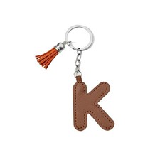 Letter Keychain with Colored PU Leather Tassel Pendant Alphabet K Keyring- Cu...