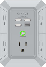 USB Wall Charger, Surge Protector, 5 Outlet Extender with 4 USB Charging Ports 
