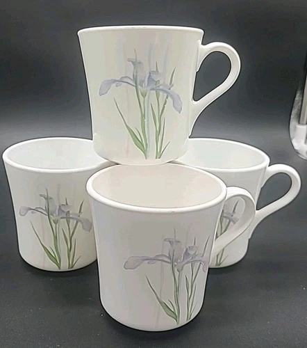 4 PC Set Corning Corelle "Shadow Iris" Coffee/Tea Mugs Cups  3 1/2” EUC READ