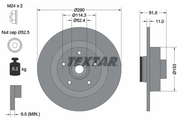 2X Textar Bremsscheibe Pro 92316503 FüR Renault Talisman ScÉNic 4 Megane B9A K9A-image