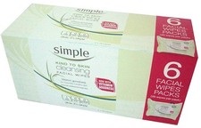 Simple Cleansing Facial Wipes Boxed 6 packs x 25 25 Count Pack of 6 , White