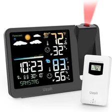 uzoli Projection Alarm Clock Weather Station, WWVB Atomic Projector Clock with S