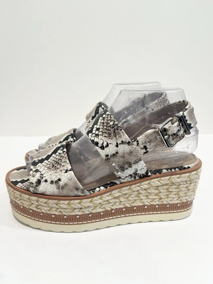 Vince Camuto Marsa Platform Wedge Sandals Faux Snakeskin Studded Jute Women 7.5 - Image 4 of 4