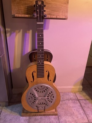 Dobro Acoustic Resonator Guitar Brown Wood Steel 6 String & Gig Bag