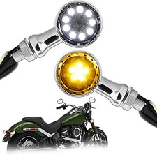 Chrome Motorcycle Turn Signals 15 LEDs Bullet Chrome-White and Amber light