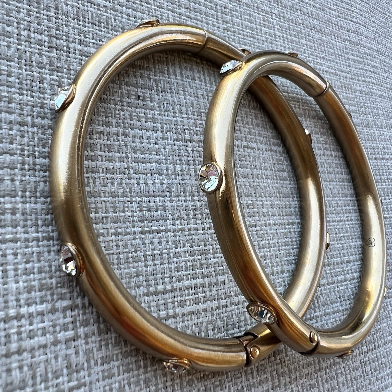 Two Brighton Rhinestone Bangle Bracelets Goldtone… - image 1