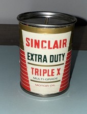 Vintage 1950's Sinclair Extra Duty Motor Oil Tin | Coin Bank w/ Dinosaur