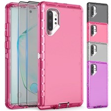 For Samsung Galaxy Note 10 Plus Clear Phone Cover Case Glass Screen Protector