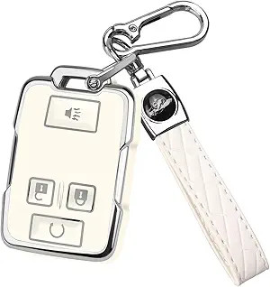 Key Fob Cover with Keychain, Car Key Case Shell Protector for S Color: B-White