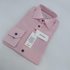 Eton Dress Shirt Mens M 15 3/4 - 40 Pink Signature Twill Contemporary Fit Formal