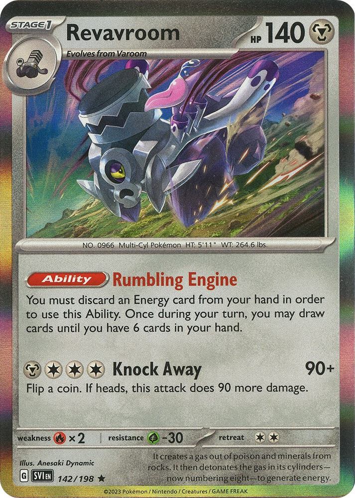 Revavroom 142/198 Reverse Holo Rare Pokemon SV01: Scarlet & Violet Base Set NM