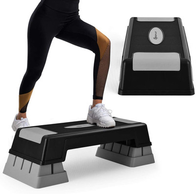 30'' Aerobic Stepper with Risers, 5  7  9  Levels Height Adjustable, Workout Fit
