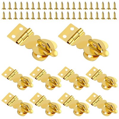10Pcs Brass Solid Padlock Hasp, Gold Metal Latch with Screws, Mini Decorative...