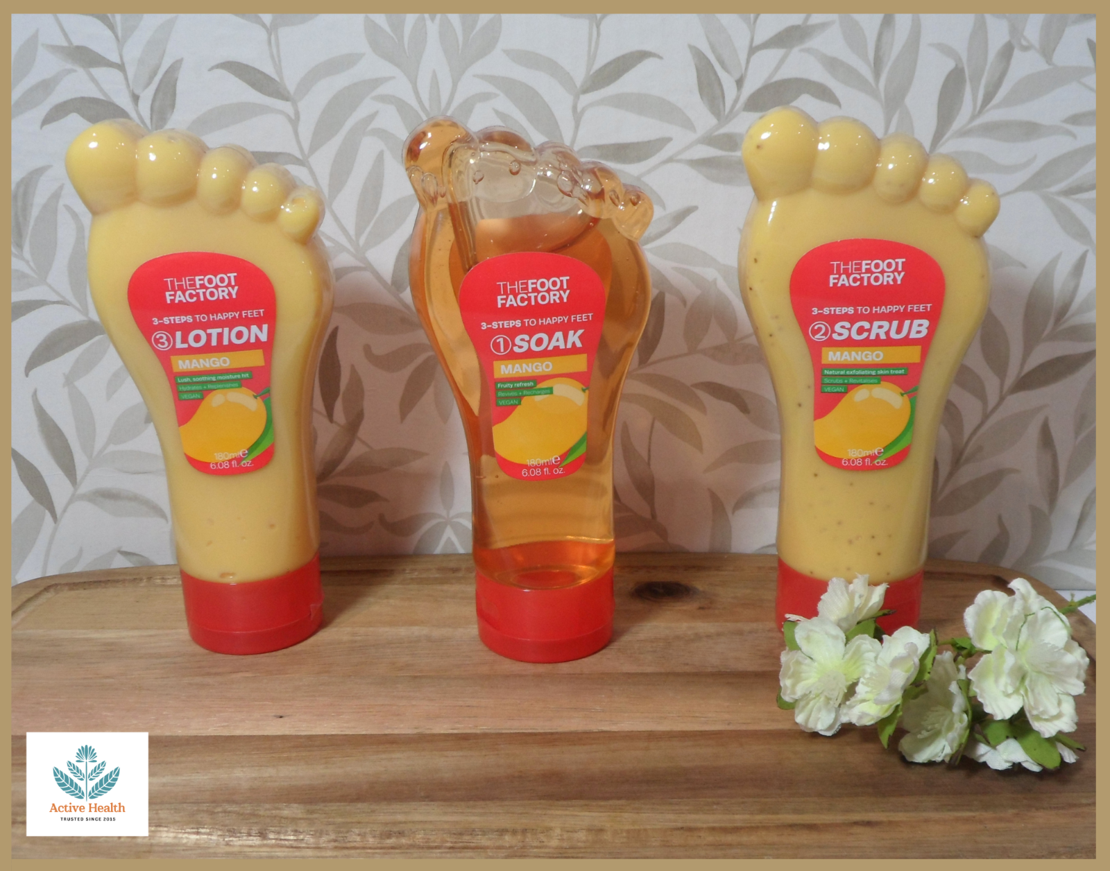 Foot Factory Mango Soak Scrub & Lotion 180ml Per Bottle x3