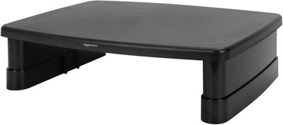 Amazon Basics Height Adjustable Rectangular Computer Monitor Riser Desk Stand wi