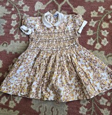 Vintage Girls Liberty of London Triminghams Bermuda Smocked Dress Size 6 7
