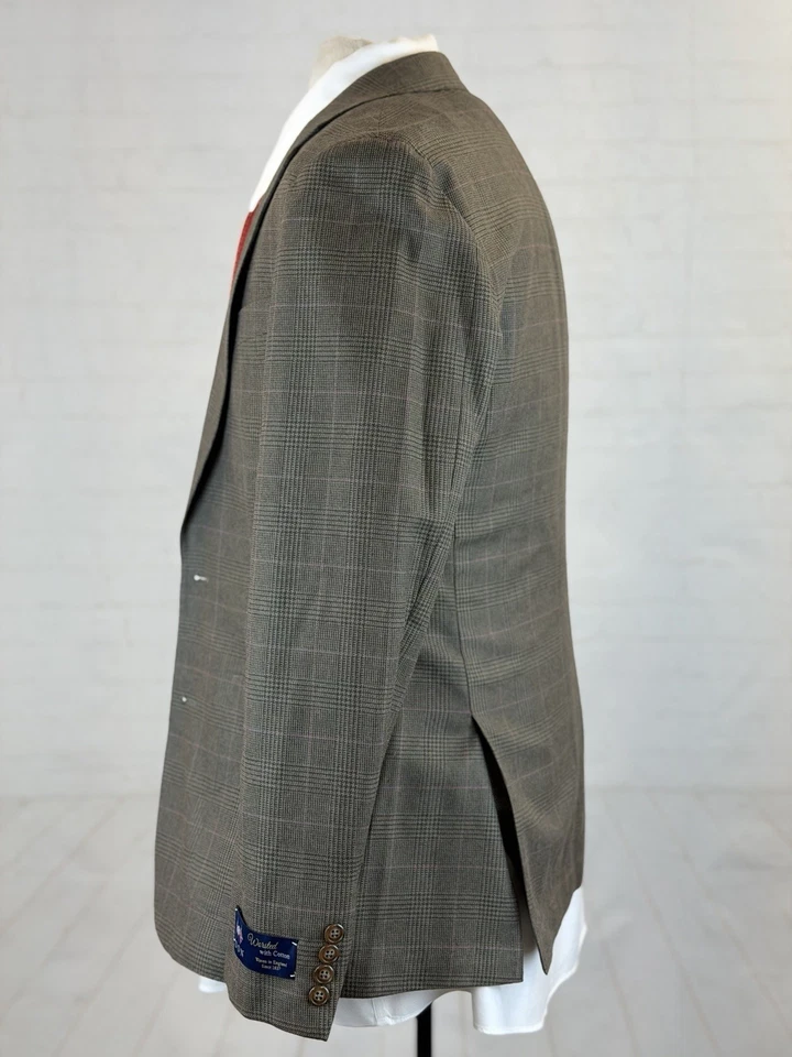 New NWT J. Crew Men's Dark Brown Plaid Cotton Wool Blazer 38R $395 - Image 3 of 4